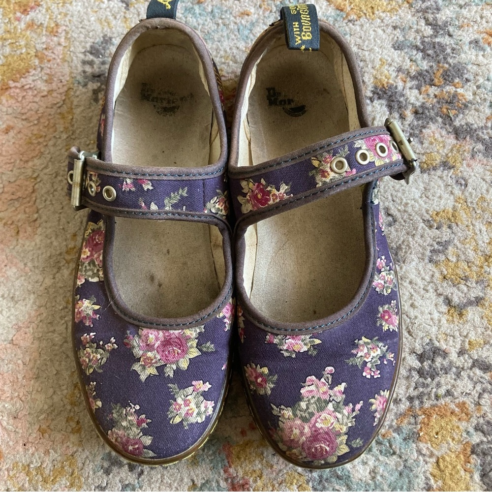 Dr. Martens Carnaby Floral Canvas Mary Jane Shoes EU 37 Y2K Boho Fair Condition